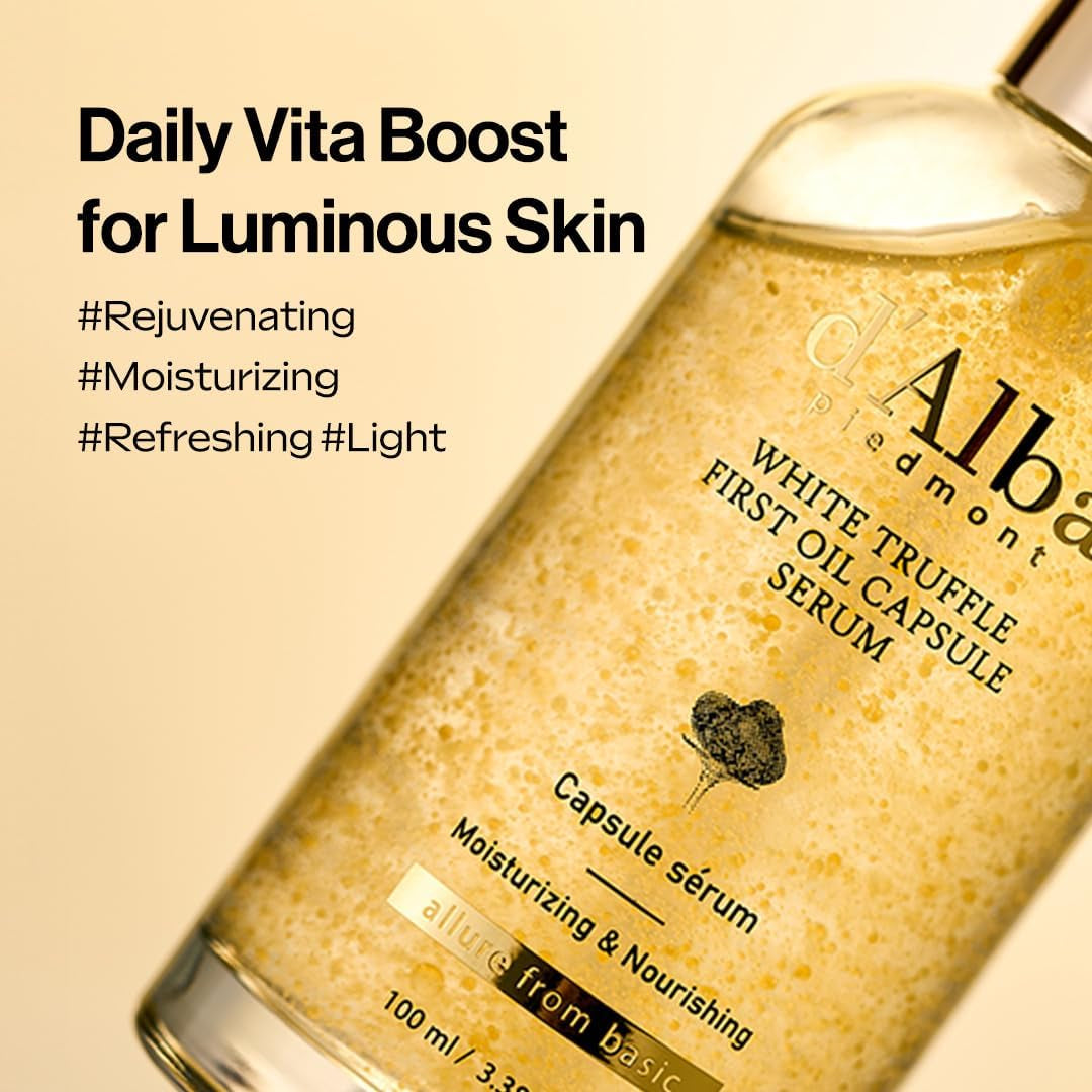 White Truffle Oil Capsule Serum, Daily Vita Boost for Luminous Skin, Double Vitamin Formula, Big Size (3.38Fl. Oz.)