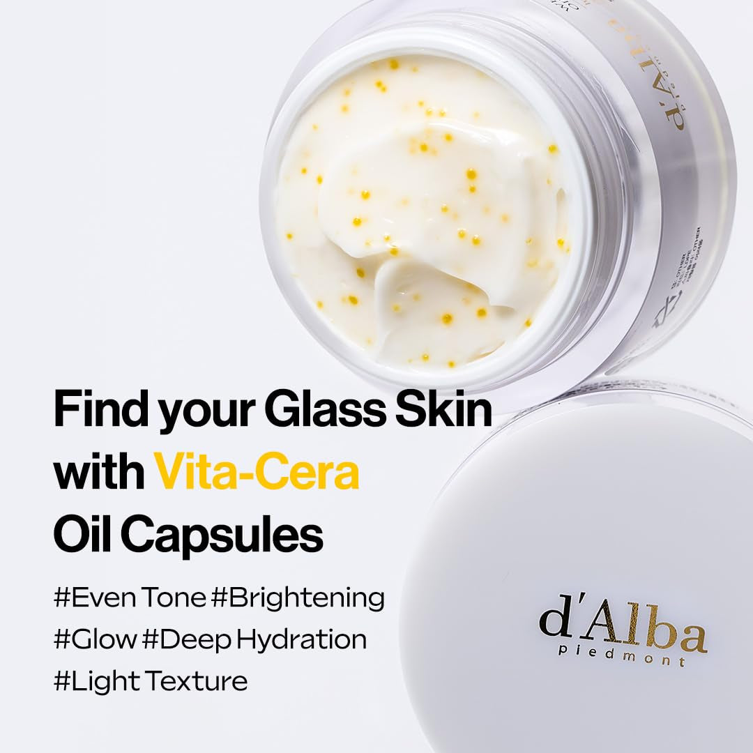 Italian White Truffle Oil Capsule Cream, Glass Skin with Vita-Cera Oil Capsules, Deep Hydration Face Moisturizer (1.94 Oz.)