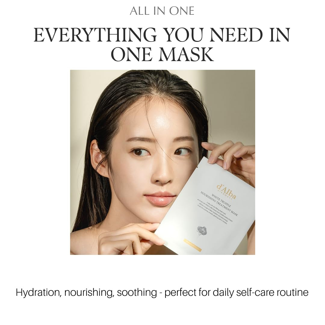 Italian White Truffle Nourishing Mask 5Pcs, Vegan Skincare, Nourishing Sheet Mask for Dry and Tired Skin, Deep Hydration, Korean Skin Care