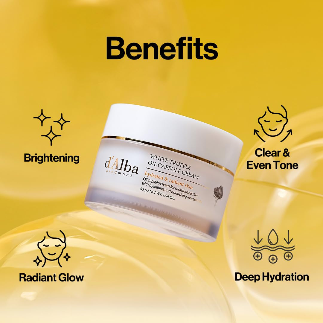 Italian White Truffle Oil Capsule Cream, Glass Skin with Vita-Cera Oil Capsules, Deep Hydration Face Moisturizer (1.94 Oz.)