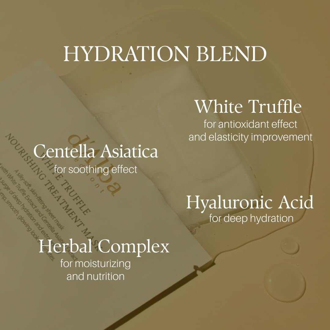 Italian White Truffle Nourishing Mask 5Pcs, Vegan Skincare, Nourishing Sheet Mask for Dry and Tired Skin, Deep Hydration, Korean Skin Care