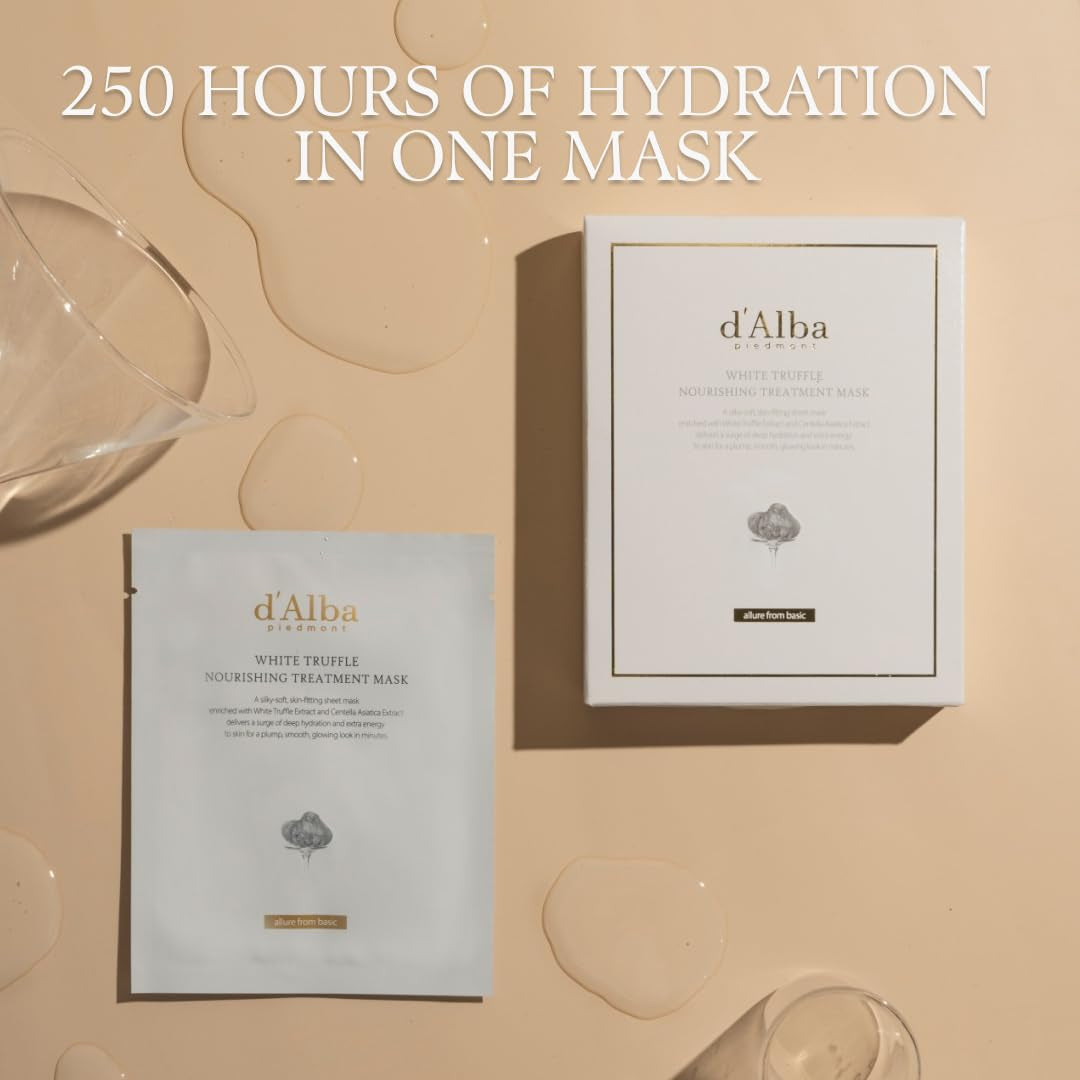 Italian White Truffle Nourishing Mask 5Pcs, Vegan Skincare, Nourishing Sheet Mask for Dry and Tired Skin, Deep Hydration, Korean Skin Care
