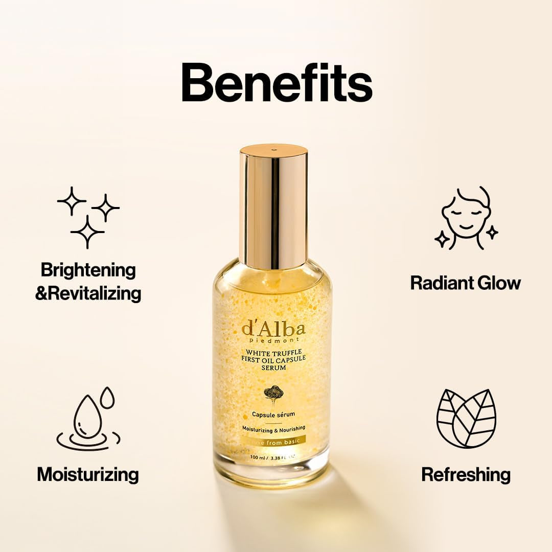 White Truffle Oil Capsule Serum, Daily Vita Boost for Luminous Skin, Double Vitamin Formula, Big Size (3.38Fl. Oz.)