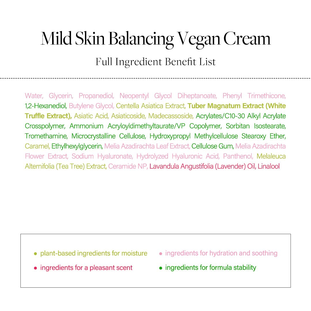 Italian White Truffle Mild Skin Balancing Vegan Cream, Hydrating and Gentle Moisturizer, Mild Ph Balancing Cream with White Truffles for Sensitive Skin, Watery Lightweight Texture