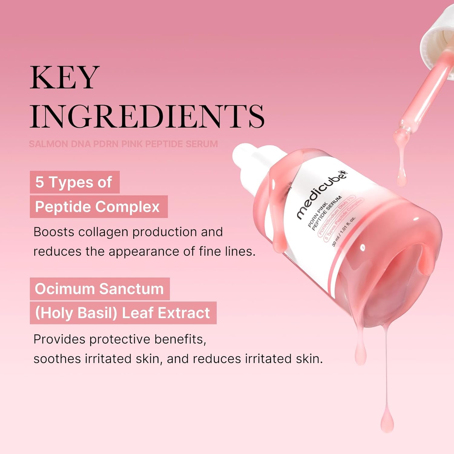 Salmon DNA PDRN Pink Peptide Serum, Pink Glow Serum, Peptide, Niacinamide, Hydrating & Moisturizing & Firming, Uneven Skin Tone, Korean Skincare | 1.01 Fl.Oz. (1.01 Fl.Oz., Salmon DNA PDRN)