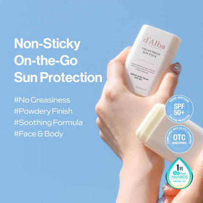 Air Fit Fresh Sun Stick, OTC BROAD SPECTRUM SPF 50+, Non-Sticky On-The-Go Sun Protection, Outdoor Essential Vegan NEW Type Sun Stick, Silky & Fresh, Korean Skin Care (0.7 Oz.)