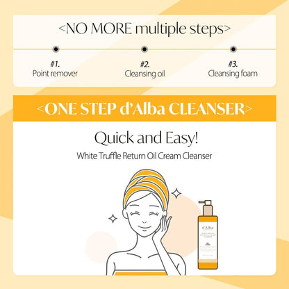 Italian White Truffle Return Oil Cream Cleanser, Vegan Skincare, Easy One Step Cleanser for Sebum & Makeup Removal, Hydrating Cleanser, for Sensitive Skin, Korean Skin Care