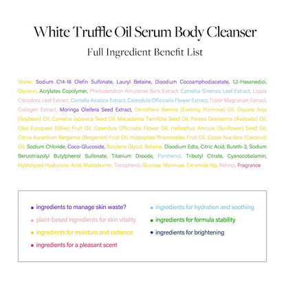 White Truffle Oil Serum Body Cleanser 275Ml, Vegan, Moisturizing and Mild Formula, Rich Gentle Lather