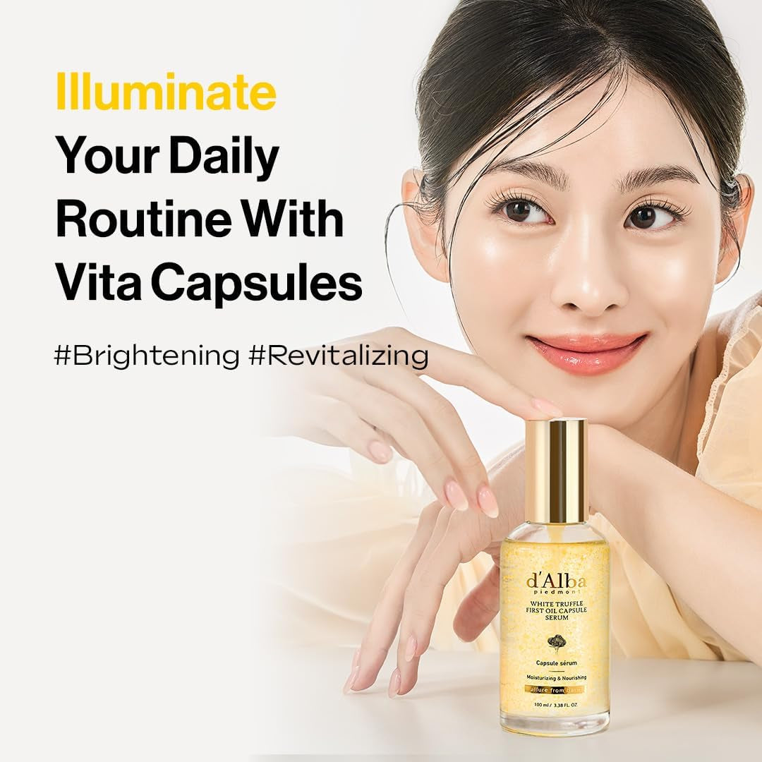 White Truffle Oil Capsule Serum, Daily Vita Boost for Luminous Skin, Double Vitamin Formula, Big Size (3.38Fl. Oz.)