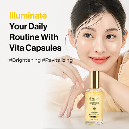 White Truffle Oil Capsule Serum, Daily Vita Boost for Luminous Skin, Double Vitamin Formula, Big Size (3.38Fl. Oz.)
