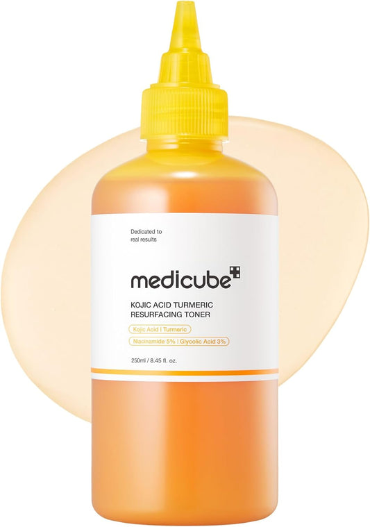 Kojic Acid Turmeric Smoothing Toner for Face & Body | Lightweight Toner for Balancing Uneven Skin Tone & Texture | Niacinamide, Glycolic Acid for Clear Glass Skin | 8.45 Fl.Oz