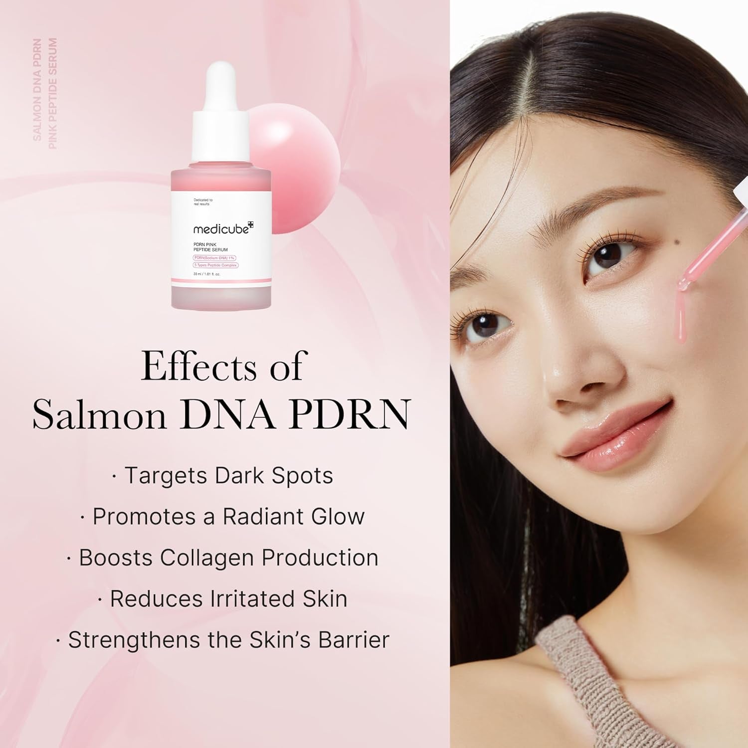 Salmon DNA PDRN Pink Peptide Serum, Pink Glow Serum, Peptide, Niacinamide, Hydrating & Moisturizing & Firming, Uneven Skin Tone, Korean Skincare | 1.01 Fl.Oz. (1.01 Fl.Oz., Salmon DNA PDRN)