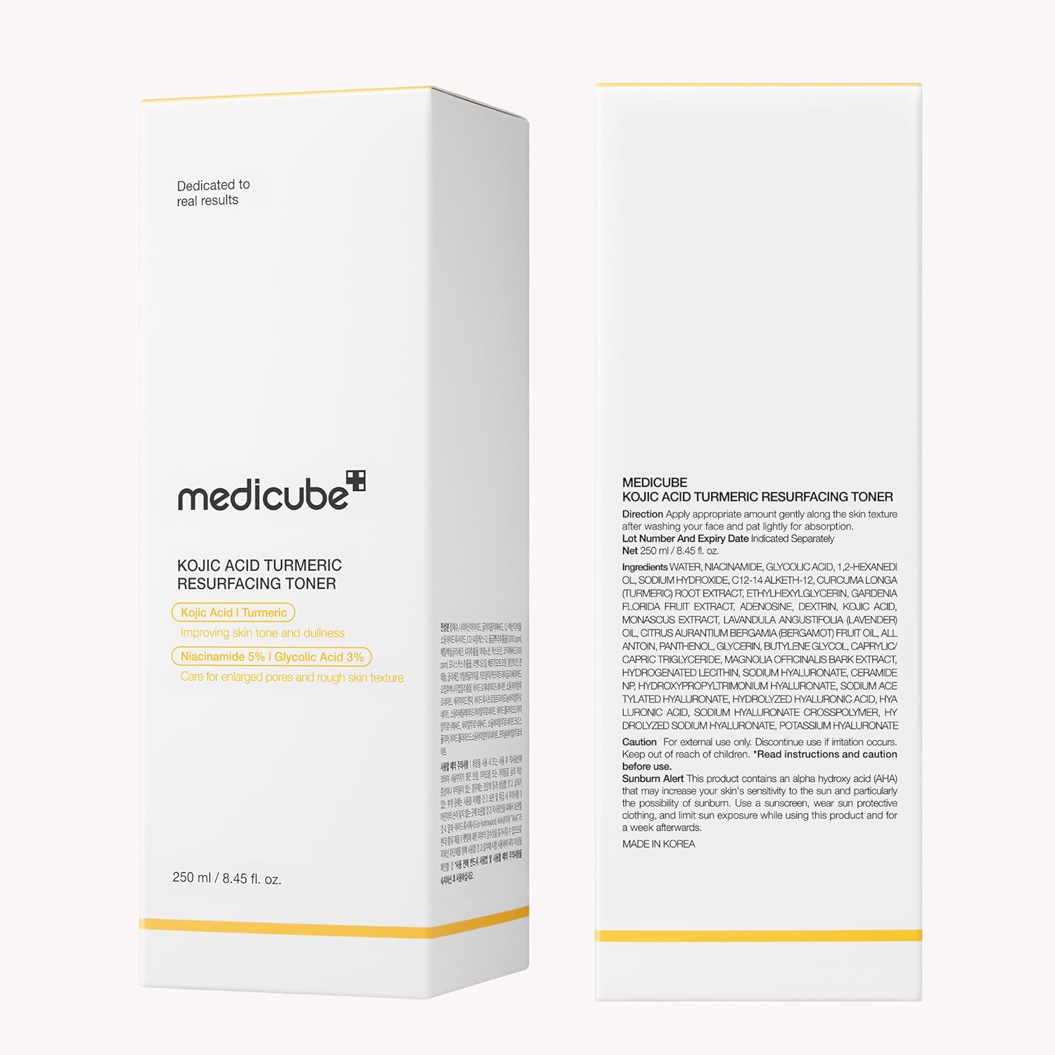 Kojic Acid Turmeric Smoothing Toner for Face & Body | Lightweight Toner for Balancing Uneven Skin Tone & Texture | Niacinamide, Glycolic Acid for Clear Glass Skin | 8.45 Fl.Oz