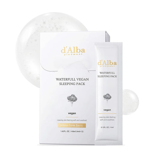 Italian White Truffle Waterfull Vegan Sleeping Pack, Non Wash-Off Overnight Face Mask, Portable Gel-Type for Moisture Retention, Safe for Sensitive Skin, Korean Skin Care