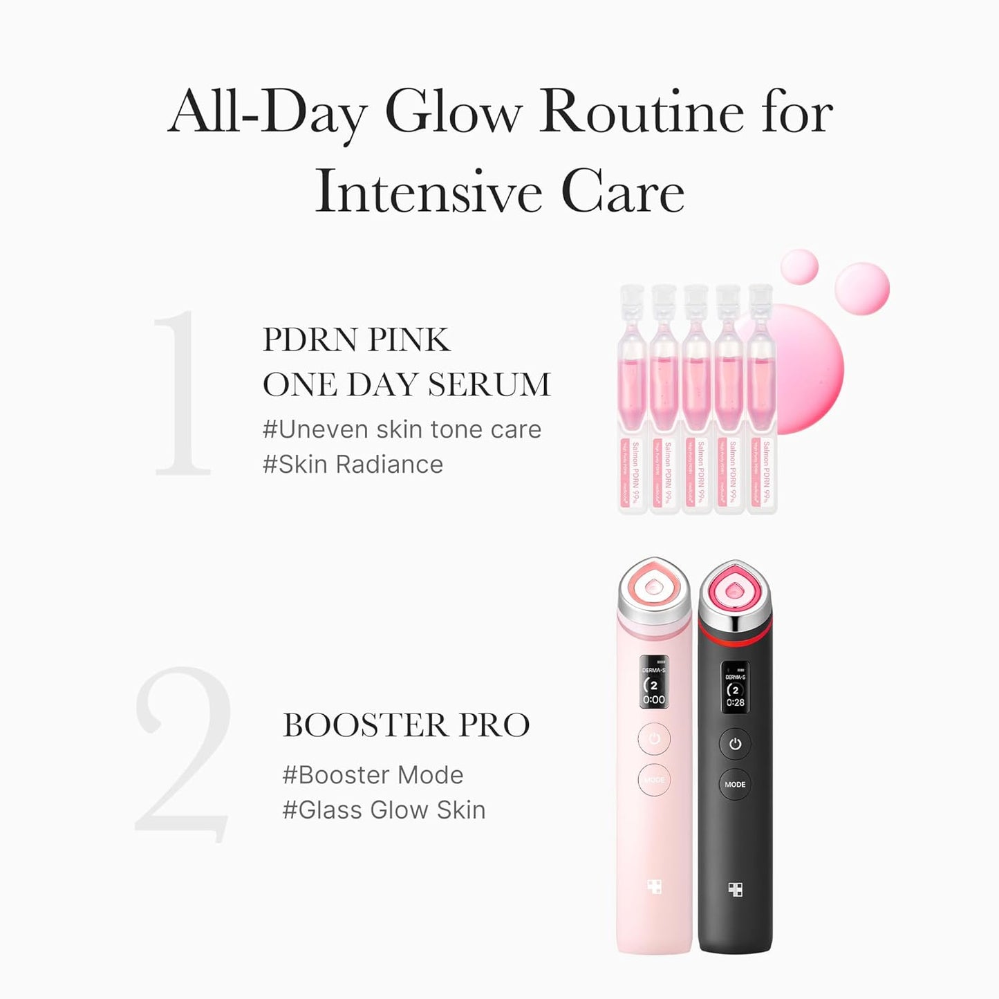 Glass Glow Advanced Hydration & Plump Duo: Mini Booster Pro Pink and Salmon DNA PDRN Pink One Day Serum