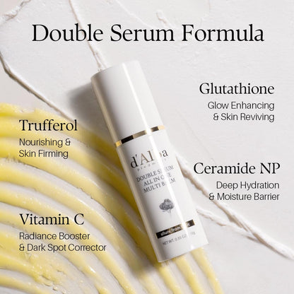 Italian White Truffle Double Serum All-In-One Multi Balm, Vegan Skincare with Vitamin C and Vegan Collagen, 3-In-1 anti Wrinkle, Eye Treatment, Dark Spot Remover