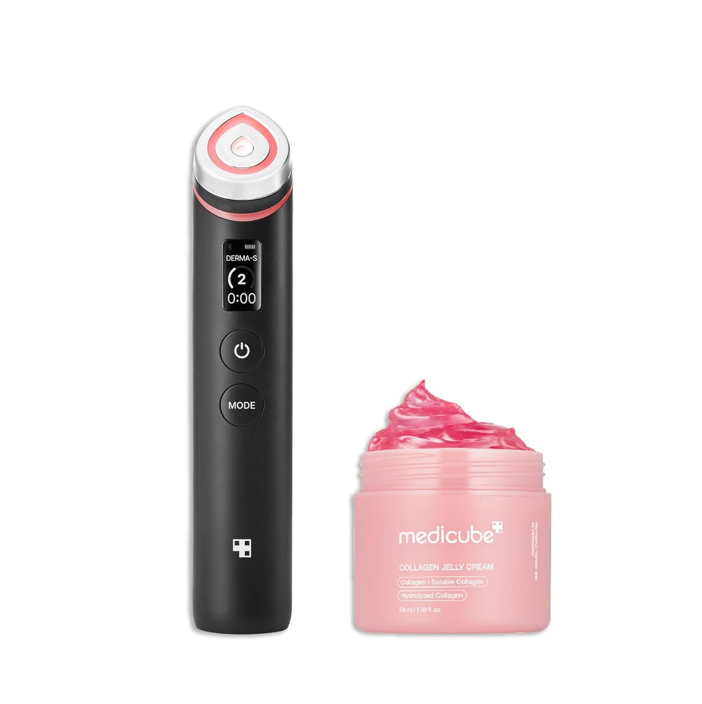 Booster Glow Duo for Poreless Radiance: Age-R Booster Pro (Black) and Collagen Jelly Cream 50Ml