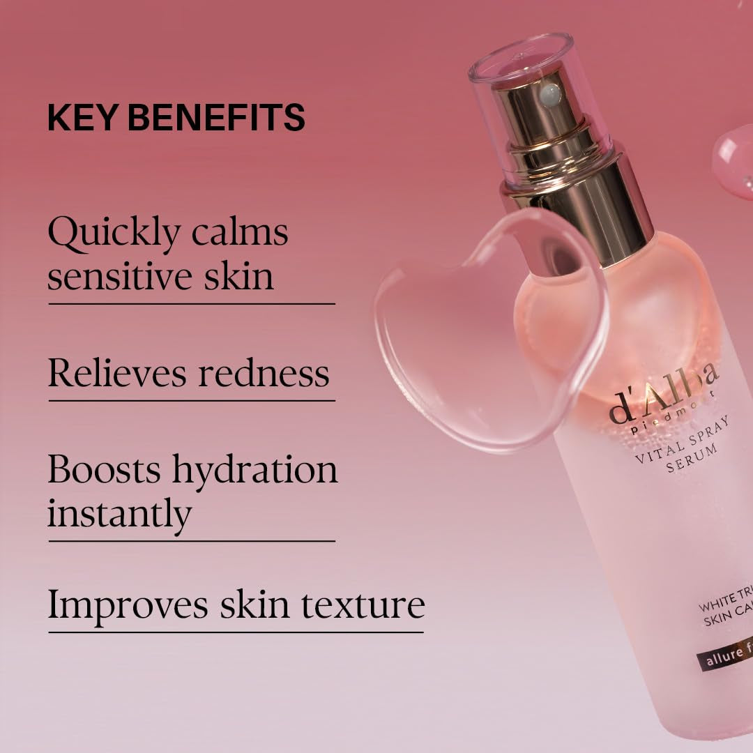 Italian White Truffle Vital Spray Serum, Vegan Skin Care, Calming and Hydrating Facial Mist for Red and Sensitive Skin, Glow Serum, Surfactant Free, All in One, Korean Skin Care