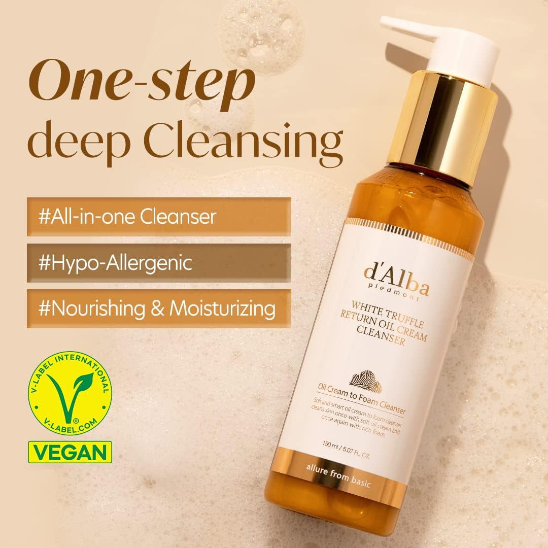 Italian White Truffle Return Oil Cream Cleanser, Vegan Skincare, Easy One Step Cleanser for Sebum & Makeup Removal, Hydrating Cleanser, for Sensitive Skin, Korean Skin Care