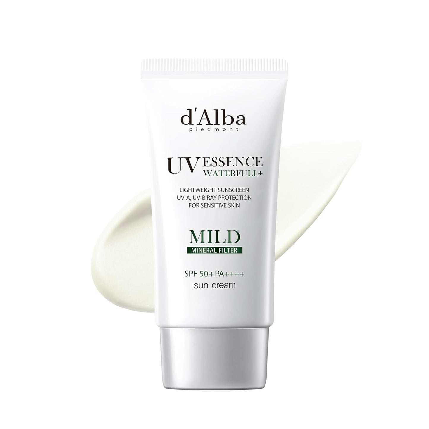 D'Alba [ORIGINAL] MILD MINERAL SUNSCREEN SPF50+PA+++ Vegan, Chemical-Free for Super Sensitive and Post-Procedure Skin, Non-Greasy, UVA/UVB Protection (Pink, 50, Sun Protection Factor (SPF)) (Mild)