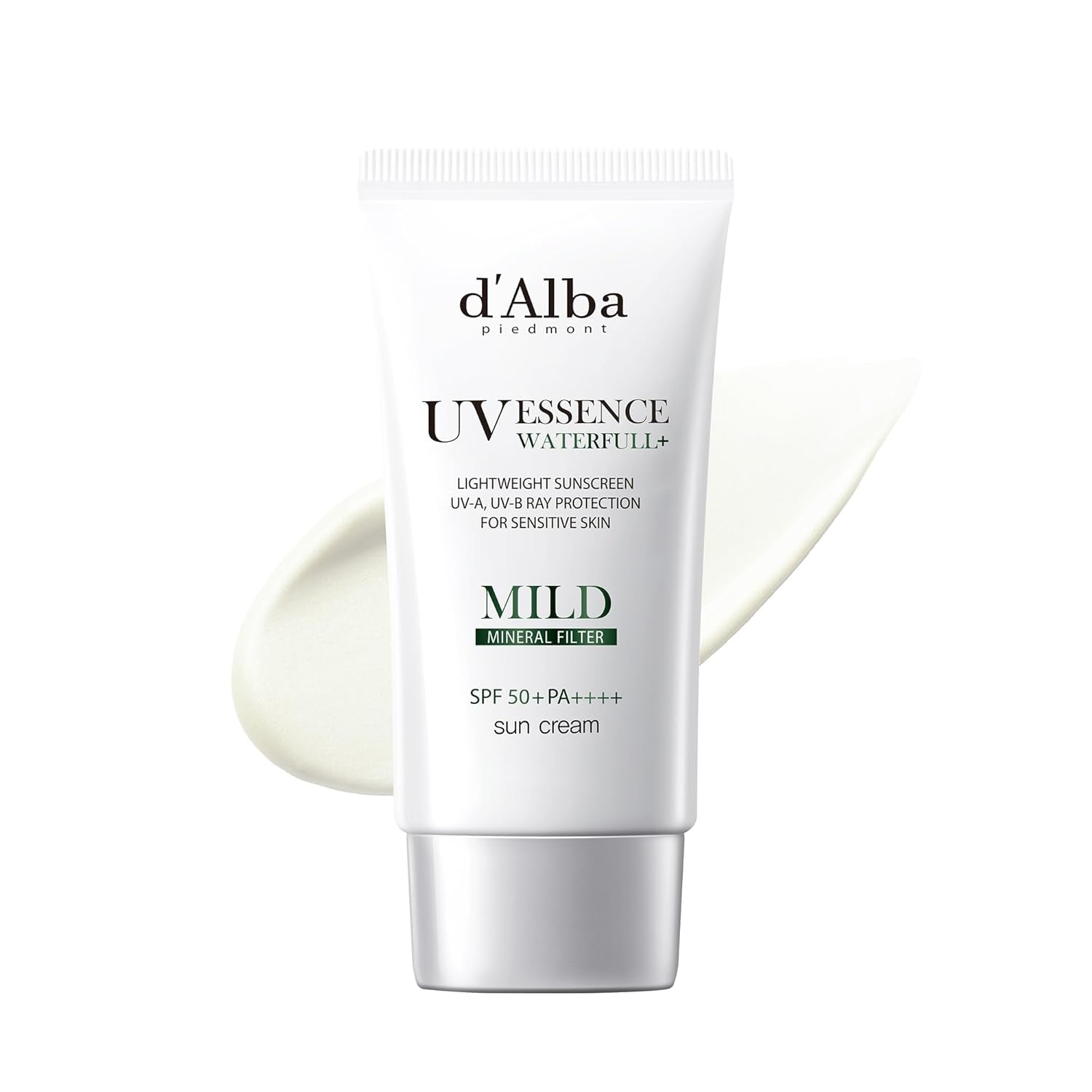 D'Alba [ORIGINAL] MILD MINERAL SUNSCREEN SPF50+PA+++ Vegan, Chemical-Free for Super Sensitive and Post-Procedure Skin, Non-Greasy, UVA/UVB Protection (Pink, 50, Sun Protection Factor (SPF)) (Mild)