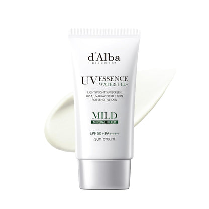 D'Alba [ORIGINAL] MILD MINERAL SUNSCREEN SPF50+PA+++ Vegan, Chemical-Free for Super Sensitive and Post-Procedure Skin, Non-Greasy, UVA/UVB Protection (Pink, 50, Sun Protection Factor (SPF)) (Mild)