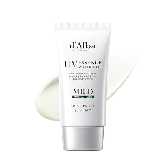 D'Alba [ORIGINAL] MILD MINERAL SUNSCREEN SPF50+PA+++ Vegan, Chemical-Free for Super Sensitive and Post-Procedure Skin, Non-Greasy, UVA/UVB Protection (Pink, 50, Sun Protection Factor (SPF)) (Mild)