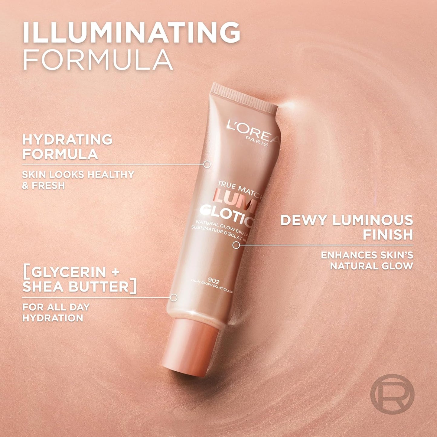 Makeup True Match Lumi Glotion, Natural Glow Enhancer, Illuminator Highlighter, Bronzing Drops for a Sun-Kissed Glow, 901 Fair