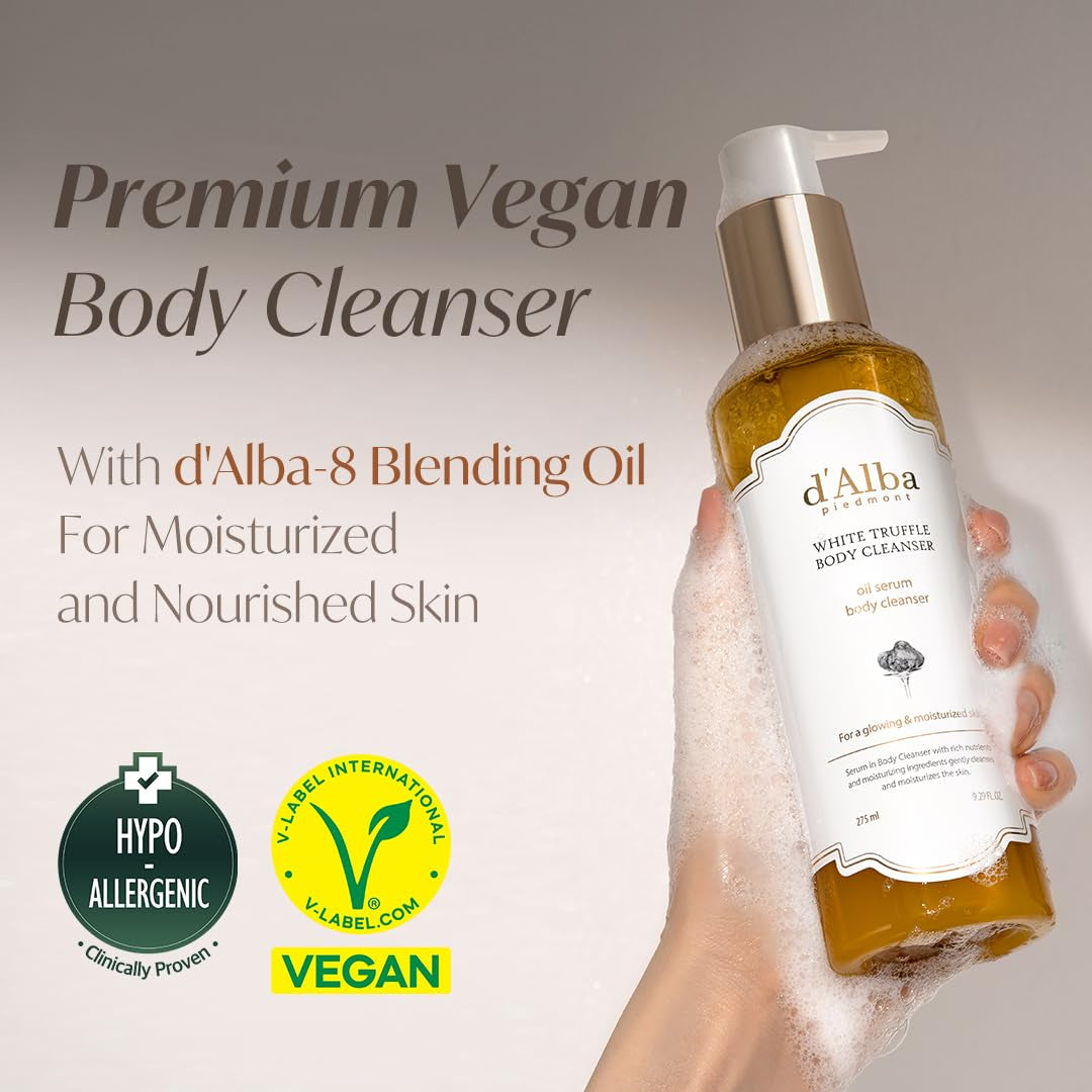 White Truffle Oil Serum Body Cleanser 275Ml, Vegan, Moisturizing and Mild Formula, Rich Gentle Lather