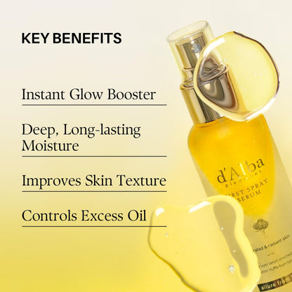 Italian White Truffle First Spray Serum, Vegan Skin Care, Hydrating Face Moisturizer, Glow Serum for Radiant Skin, Non Comedogenic, All in One Mist (1.69 Fl Oz.)
