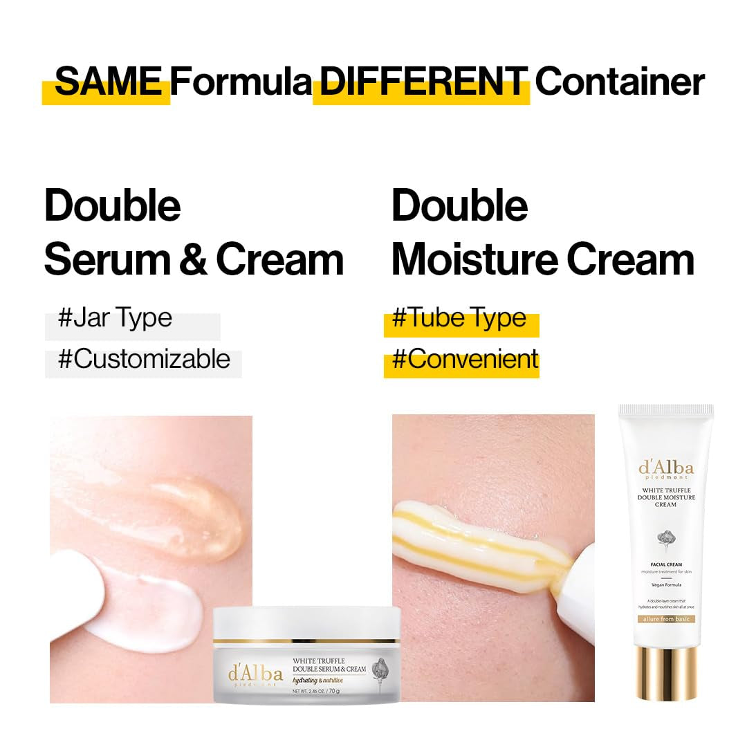 White Truffle Double Moisture Cream, 2-In-1 Face Moisturizer, Vegan Skincare, Vegan Collegen, Skin Firming and Tightening, Dual Formula in ONE Tube, Korean Skin Care (2.02 Oz)